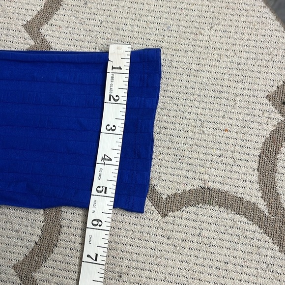 Eileen Fisher Ribbed Mock-Neck Dress Royal Blue Size medium Shift Short Sleeve - Picture 10 of 13